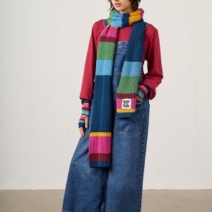 Aroha - Organic Cotton Knitted Scarf in Masquerade Stripe