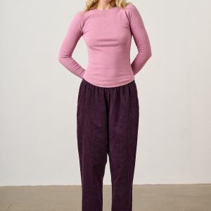 Billie - Organic Corduroy Trousers in Plum Perfect