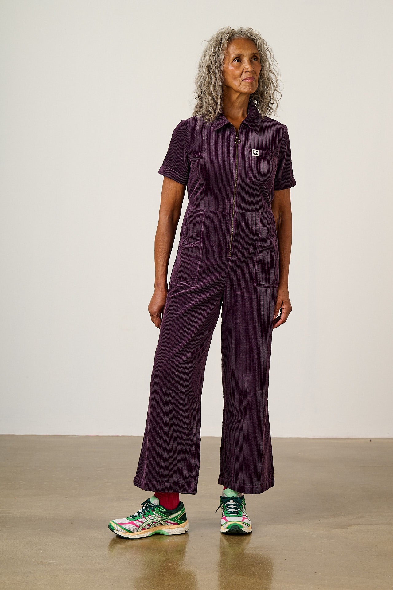 Finnegan - Organic Cotton Cord Full Length Jumpsuit in Plum Perfect