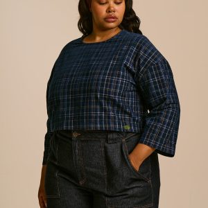 Maisie - Organic Cord Top in Woodland Check