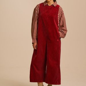 Tilda - Organic Corduroy Jumpsuit in Pomegranate